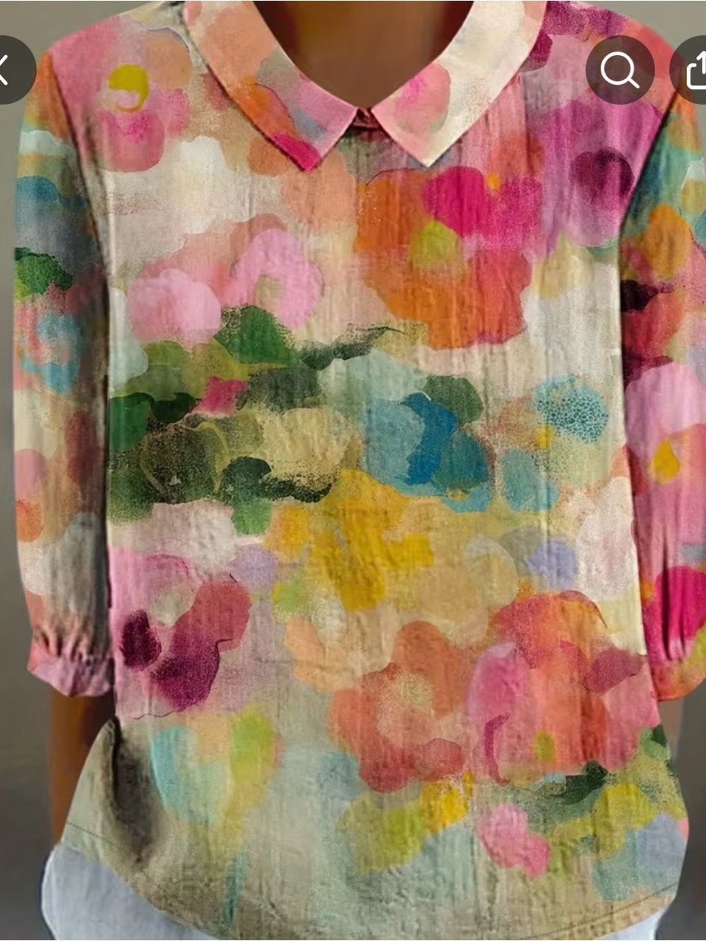 Watercolor Floral Collared Blouse •Boutique •Women’s Top •Size M •Brand New